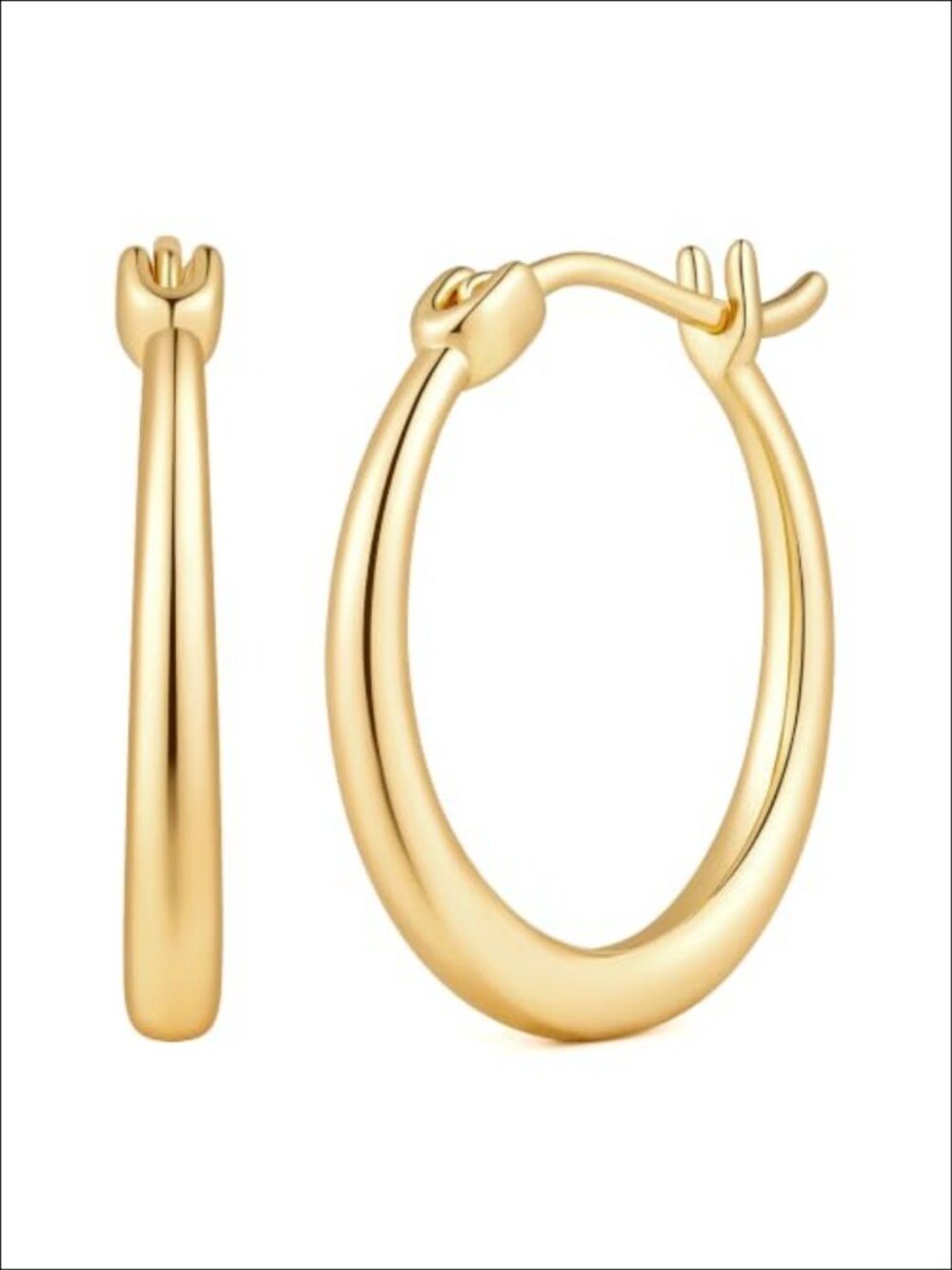 14K Gold Plated Hoop Earrings for Women Chunky Tapered 20/25mm
